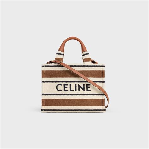 squared cabas celine in striped jacquard and calfskin|small cabas thais in striped textile with celine JACQUARD.